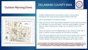 Map and Information of the Outdoor Warning Sirens in Delaware County